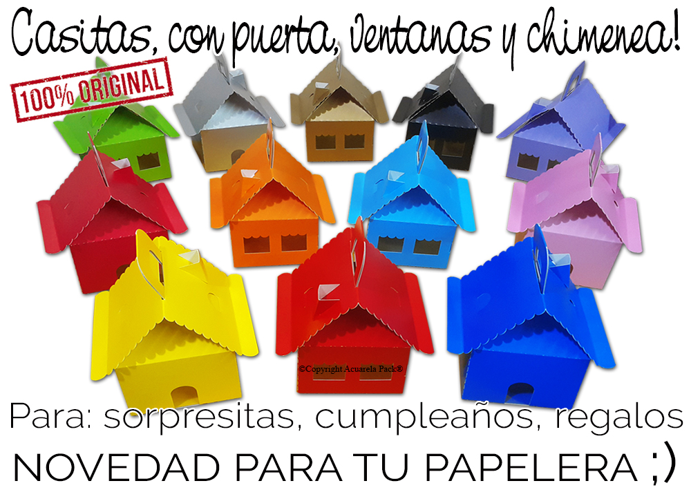Casitas con ventanas, puerta y chimenea. Un producto 100% Original de Acuarela Pack®