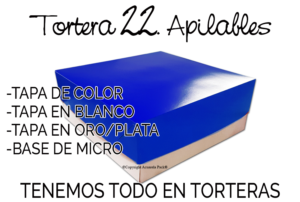 1688 Tortera 22. Estilo Apilables. Con base de microcorrugado. En blanco, en colores y en oro/plata